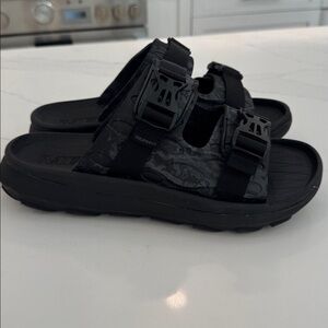 Merrell Black Ultra Wrap Slide Sandals with Adjustable Straps